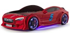 Детская кровать машина Star Premium Mersedes GT red 160x80 см с подсветкой, музыкой, кожаный салон, пультом